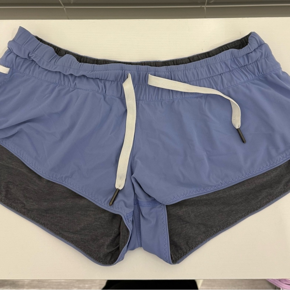 lululemon athletica Blue and Gray Reversible Athletic Shorts